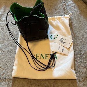 Bottega Veneta Black and Green Shoulder Bag